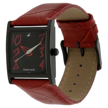 Fastrack Quartz Analog Black Dial Leather Strap Watch for Girls