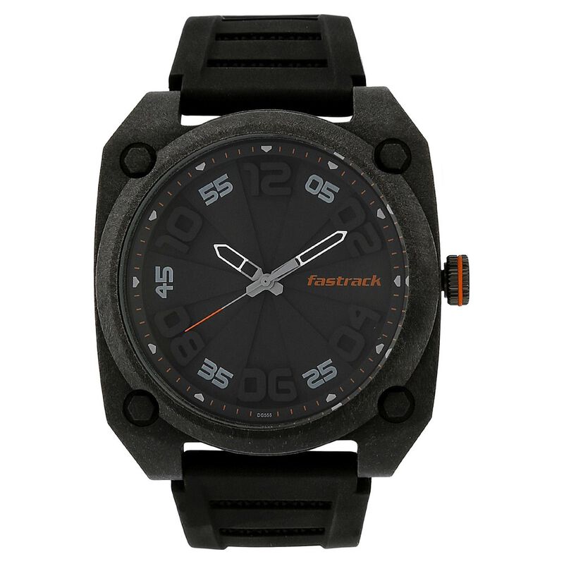 Fastrack Light Weight Quartz Analog Black Dial Silicone Strap Watch for Guys