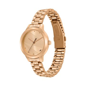 Fastrack Stunners Quartz Analog Rose Gold dial Stainless Steel Strap Watch for Girls