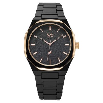 Fastrack Vyb Hustler By Fastrack Quartz Analog Black Dial Black Metal Strap Watch For Guys
