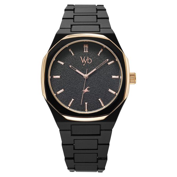Fastrack Vyb Hustler By Fastrack Quartz Analog Black Dial Black Metal Strap Watch For Guys - image number 1