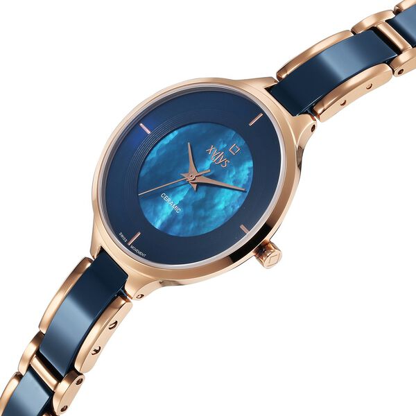 Xylys Seraphina Swiss Analog Steel & Ceramic Mother of Pearl Green Dial Watch for Women - image number 2