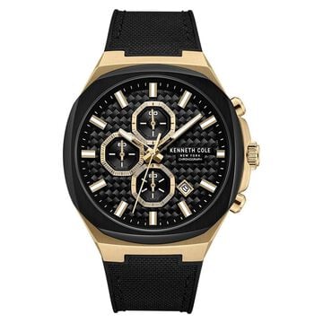 Kenneth Cole Quartz Chronograph Black Dial Black Silicone Strap Watch For Men