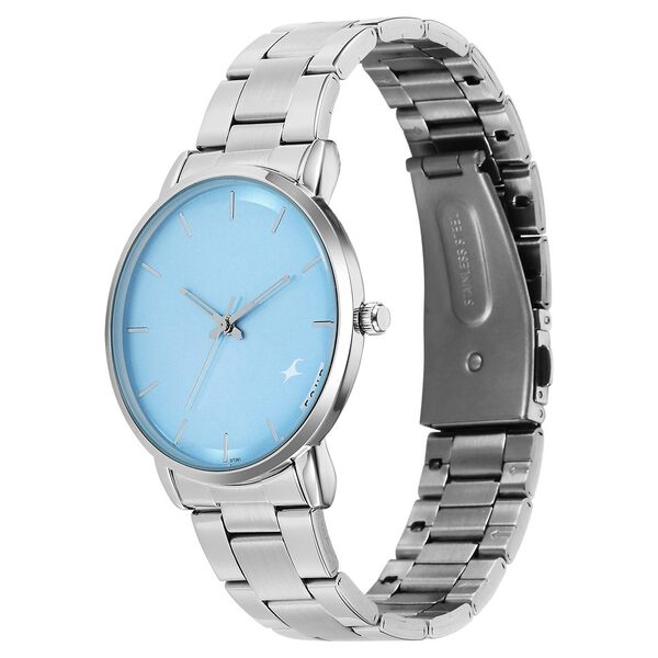 Fastrack Stunners Quartz Analog Blue Dial Silver Stainless Steel Strap Watch For Guys - image number 2