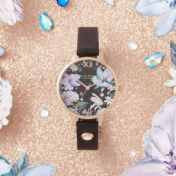 Olivia Burton Quartz Analog Black Dial Leather Strap Watch for Women - image number 0
