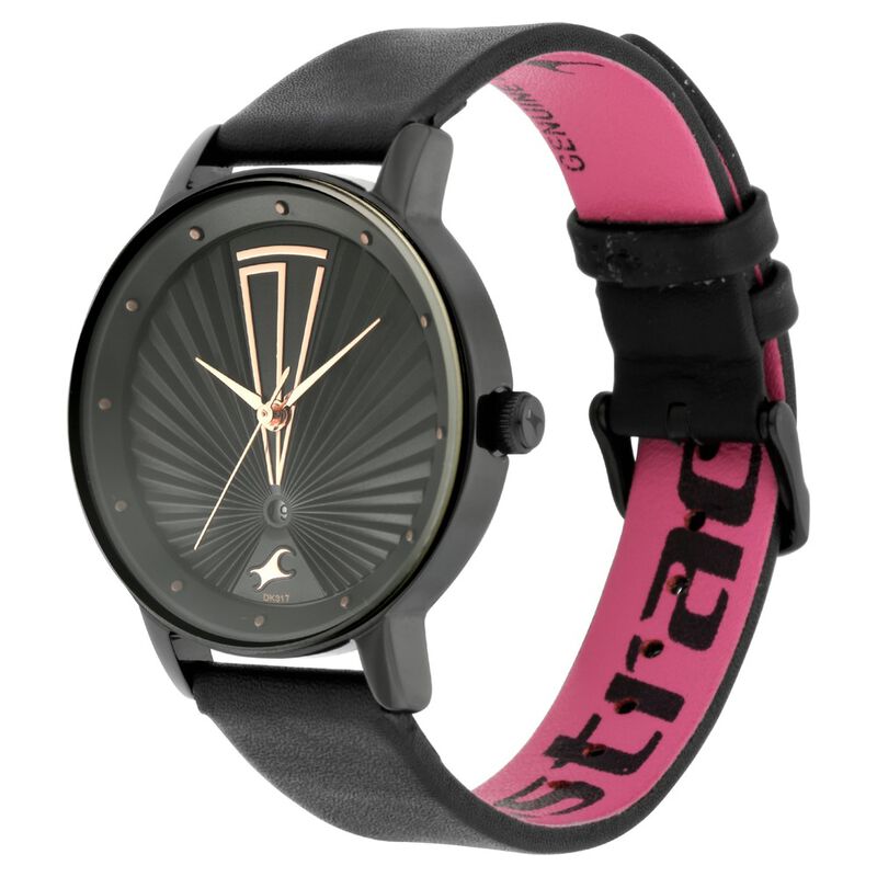 Fastrack Ruffles Quartz Analog with Date Black Dial Leather Strap Watch for Girls - image number 3