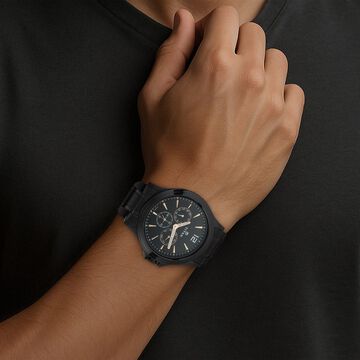 Titan Quartz Multifunction Black Dial Stainless Steel Strap Watch for Men