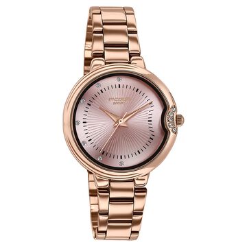 Poze By Sonata Quartz Analog Pink Dial Rose Gold Metal Strap Watch For Women