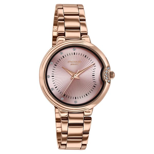 Poze By Sonata Quartz Analog Pink Dial Rose Gold Metal Strap Watch For Women - image number 2