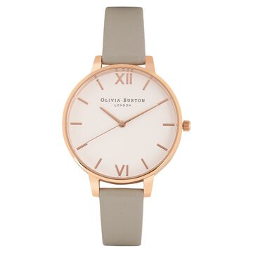 Olivia Burton Quartz Analog White Dial Leather Strap Watch for Women