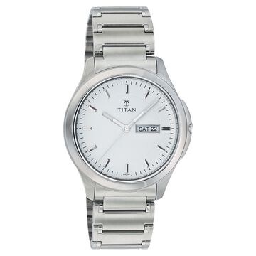 Titan Analog with Day and Date White Dial Metal Strap watch for Men