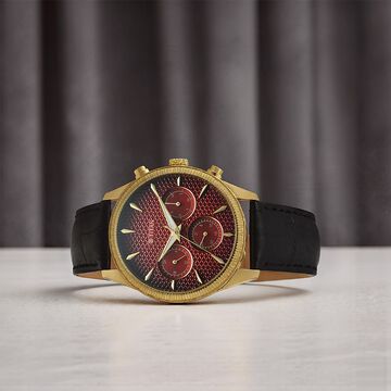Titan Regalia Opulent Quartz Analog with Day and Date Red Dial Black Leather Strap Watch for Men