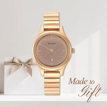 Titan Karishma Brown Dial Metal Strap Watch for Women