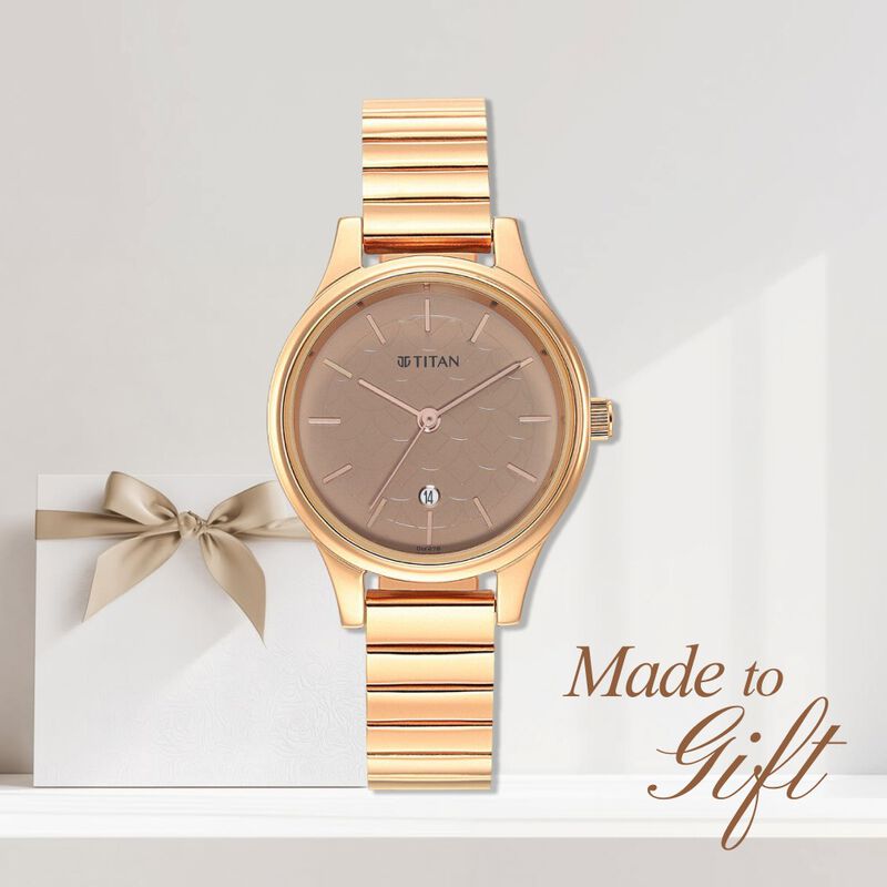 Titan Karishma Brown Dial Metal Strap Watch for Women