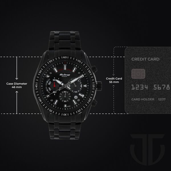 Titan Quartz Chronograph Black Dial Stainless Steel Strap Watch for Men - image number 2