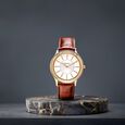 Titan Nebula Vintage 18k Gold Analog Diamond Studded Bezel Leather Strap Watch for Men - image number 5