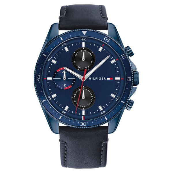Tommy Hilfiger Quartz Multifunction Blue Dial Leather Strap Watch for Men - image number 0