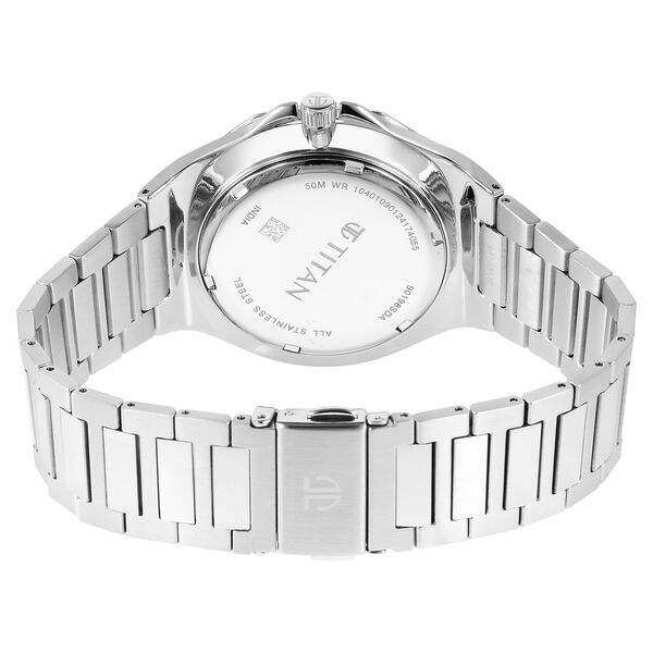 Titan Classic Slim Multifunction Quartz Multifunction Blue Dial Stainless Steel Strap Watch For Men - image number 5