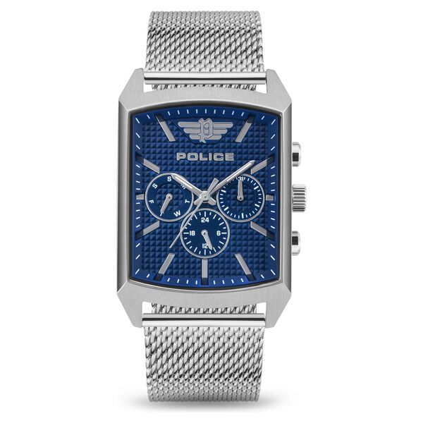 Police Blue Dial Silver Strap Multifunction Watch for Men - image number 0