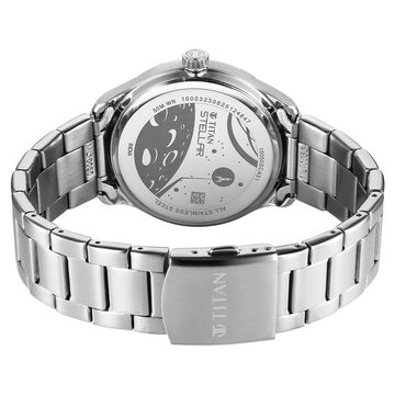 Titan Stellar Analog with Dual Moon Phase and Blue Dial Silver Stainless Steel Strap Watch for Men