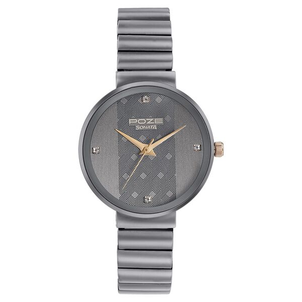 Poze by Sonata Quartz Analog Grey Dial Metal Strap Watch for Women - image number 0
