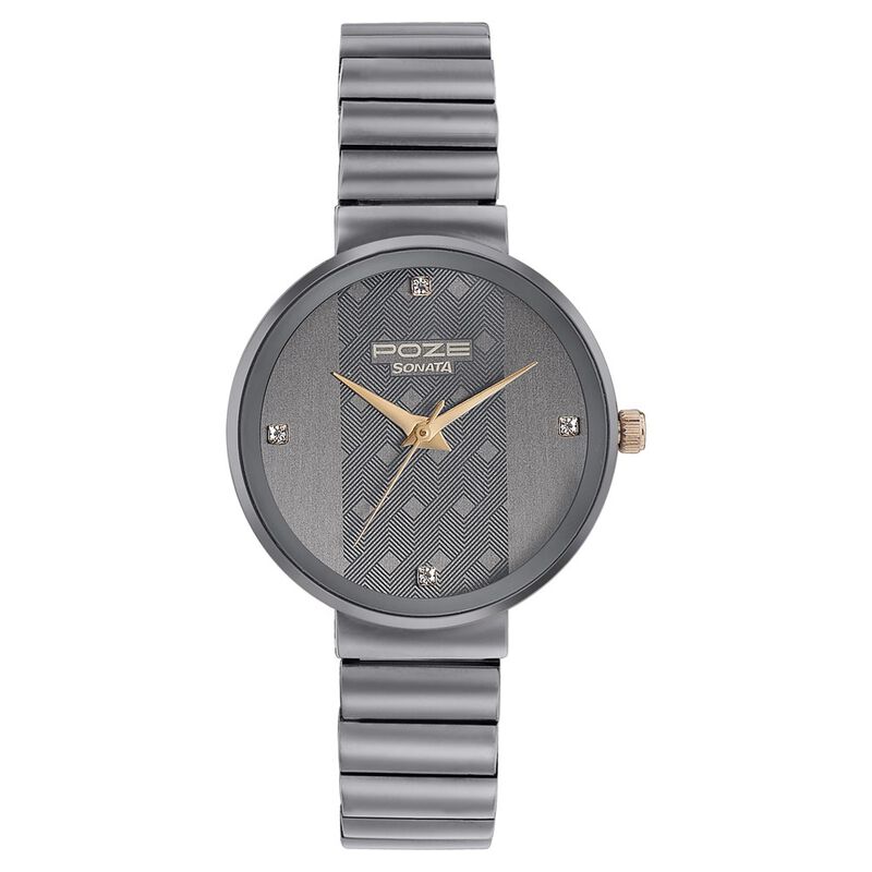 Poze by Sonata Quartz Analog Grey Dial Metal Strap Watch for Women