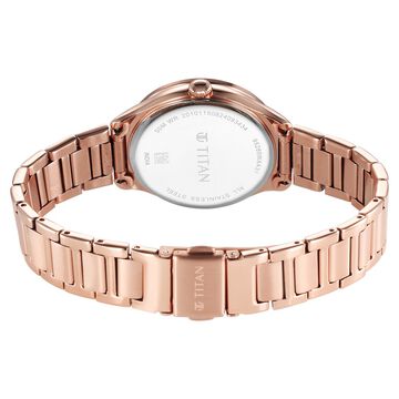 Titan Purple Glamour Quartz Analog with Date Mother Of Pearl Dial Rose Gold Stainless Steel Strap Watch For Women
