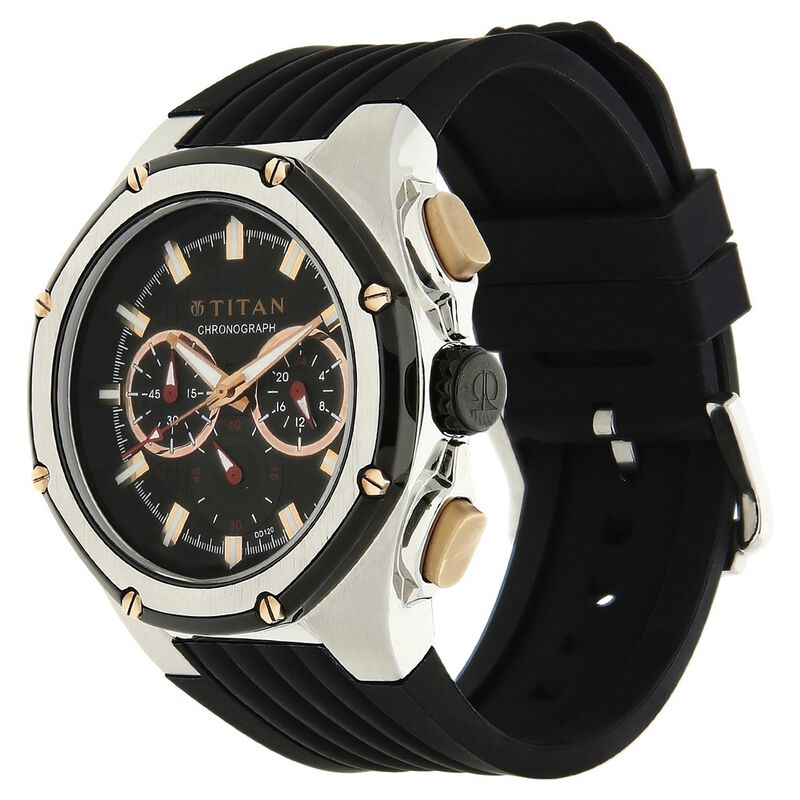 Titan Quartz Analog Black Dial Plastic Strap Watch for Men - image number 1