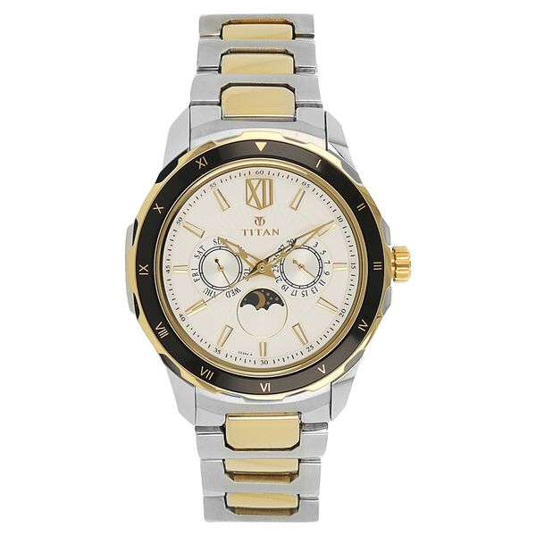 Titan Quartz Multifunction White Dial Stainless Steel Strap Watch for Men - image number 0