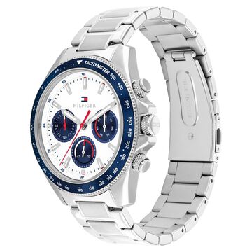Tommy Hilfiger Quartz Multifunction White Dial Silver Stainless Steel Strap Watch For Men