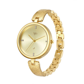 Fastrack Vyb Diva Quartz Analog Golden Dial Metal Strap Watch for Girls