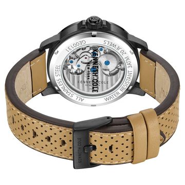 Kenneth Cole Automatic Black Dial Brown Leather Strap Watch For Men