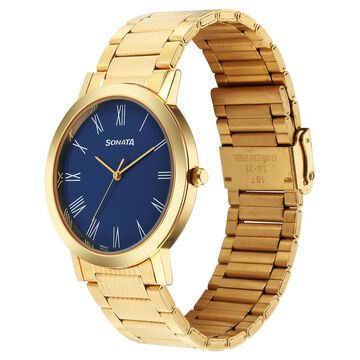Sonata Utsav Quartz Analog Blue Dial Stainless Steel Strap Watch for Men