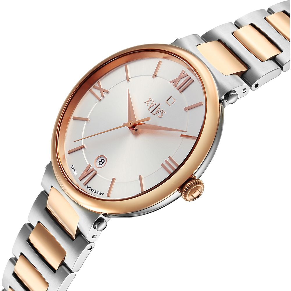 Buy Online Xylys Quartz Analog with Date Silver Dial Two Toned
