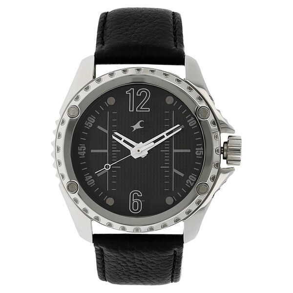 Fastrack Mean Machines Quartz Analog Black Dial Leather Strap Watch for Guys