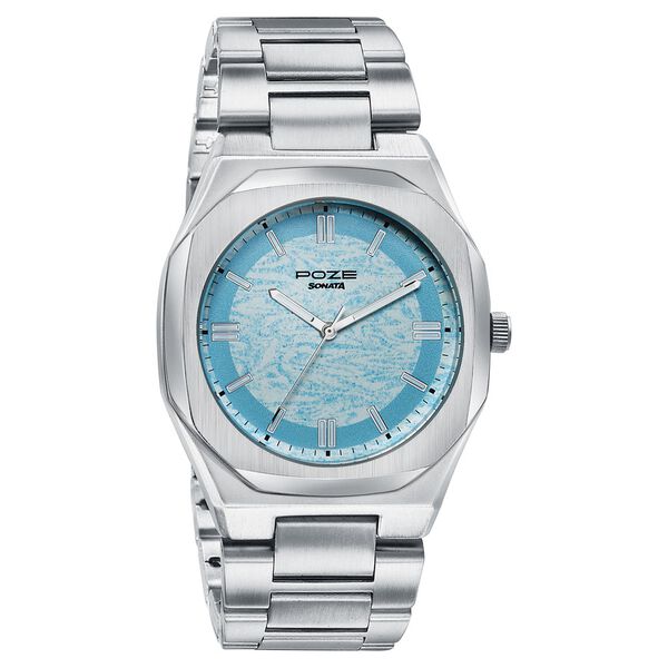 Poze Poze Quartz Analog Blue Dial Blue Metal Strap Watch For Men - image number 1