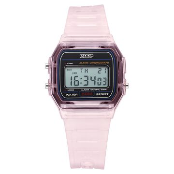 Zoop By Titan Clear Series Digital Dial Pink Plastic Strap Watch For Kids