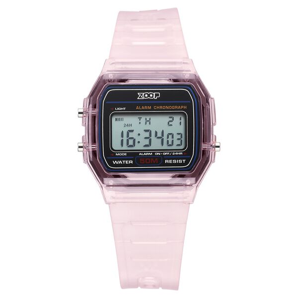 Zoop By Titan Clear Series Digital Dial Pink Plastic Strap Watch For Kids - image number 0