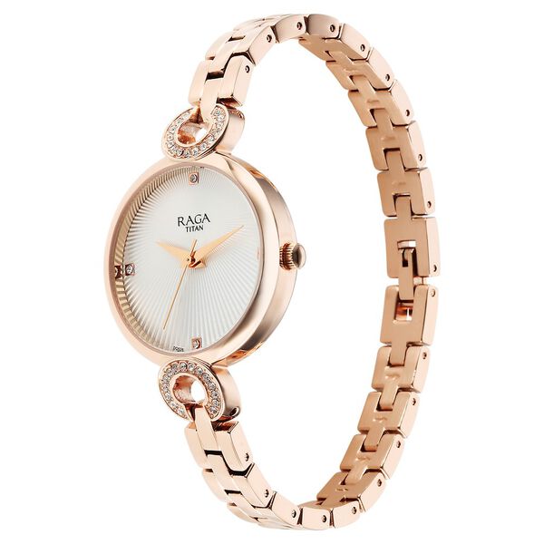 Titan Raga Showstopper Quartz Analog White Dial Metal Strap Watch for Women - image number 2