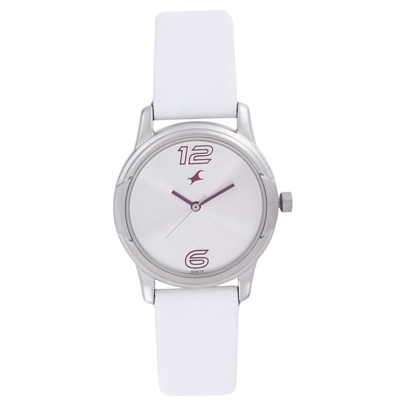 Fastrack Quartz Analog Silver Dial Leather Strap Watch for Girls