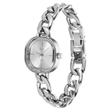 Vyb Starlet By Fastrack Quartz Analog Silver Dial Silver Metal Strap Watch For Girls