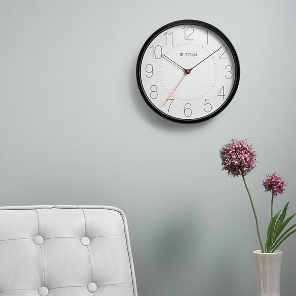 Titan Metallic White Wall Clock with Slim Hands - 30 cm x 30 cm (Medium) - image number 1