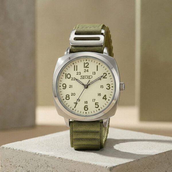 Zoop Metal Analog Watch with Olive Green Alpine Strap for Boys Girls Kids from House of Titan - image number 1