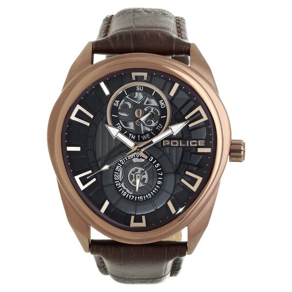 Police Quartz Multifunction Black Dial Leather Strap Watch for Men - image number 0