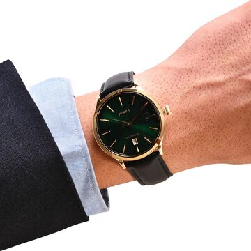Titan Nebula Abhiyant 18k Gold Hand-Wound Mechanical Analog with Exhibition Caseback Leather Strap Watch for Men