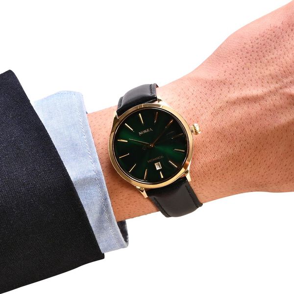 Titan Nebula Abhiyant 18k Gold Hand-Wound Mechanical Analog with Exhibition Caseback Leather Strap Watch for Men - image number 6