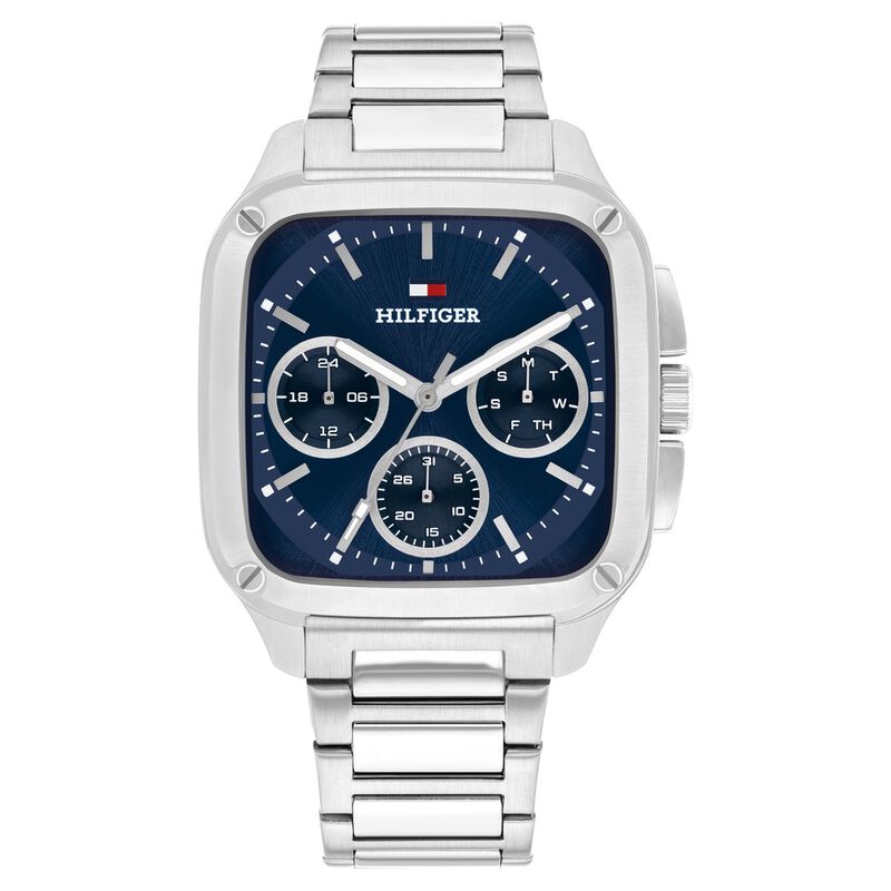 Tommy Hilfiger Quartz Multifunction Blue Dial Silver Stainless Steel Strap Watch For Men