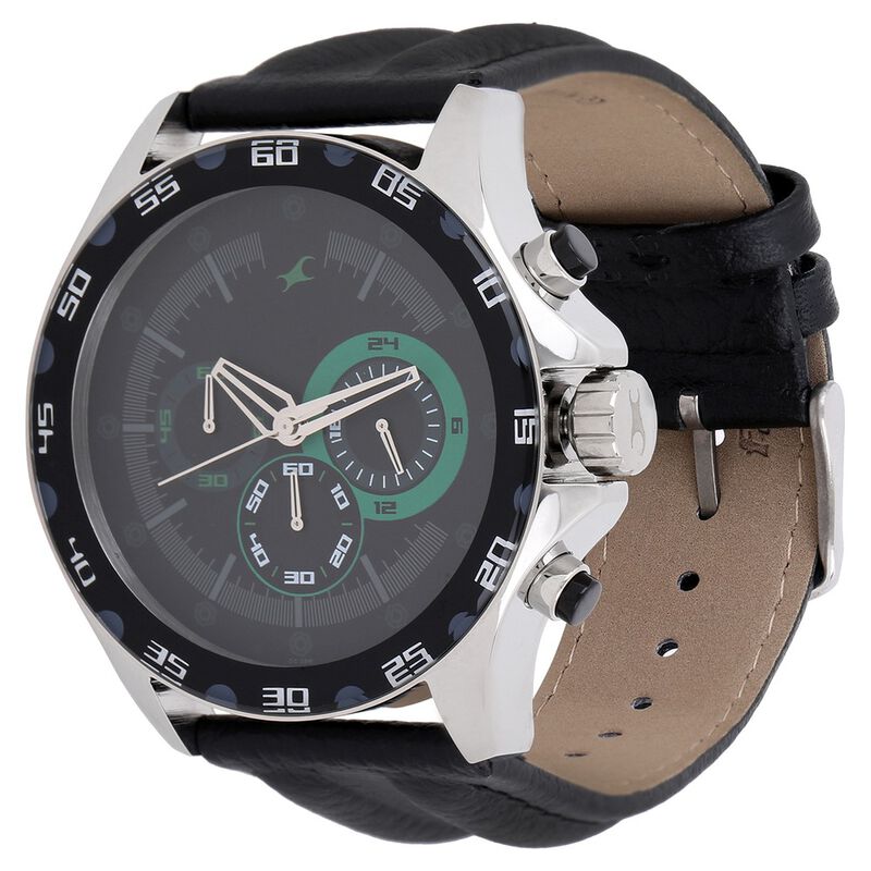 Fastrack Quartz Chronograph Grey Dial Leather Strap Watch for Guys - image number 1