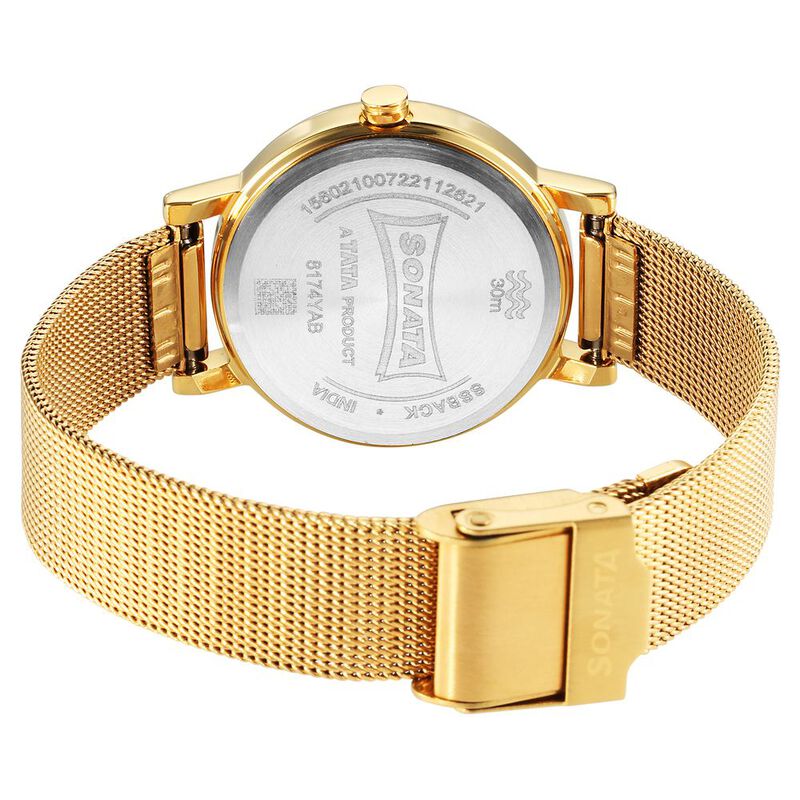 Sonata Essentials Beige Dial Stainless Steel Strap Watch for Women - image number 3