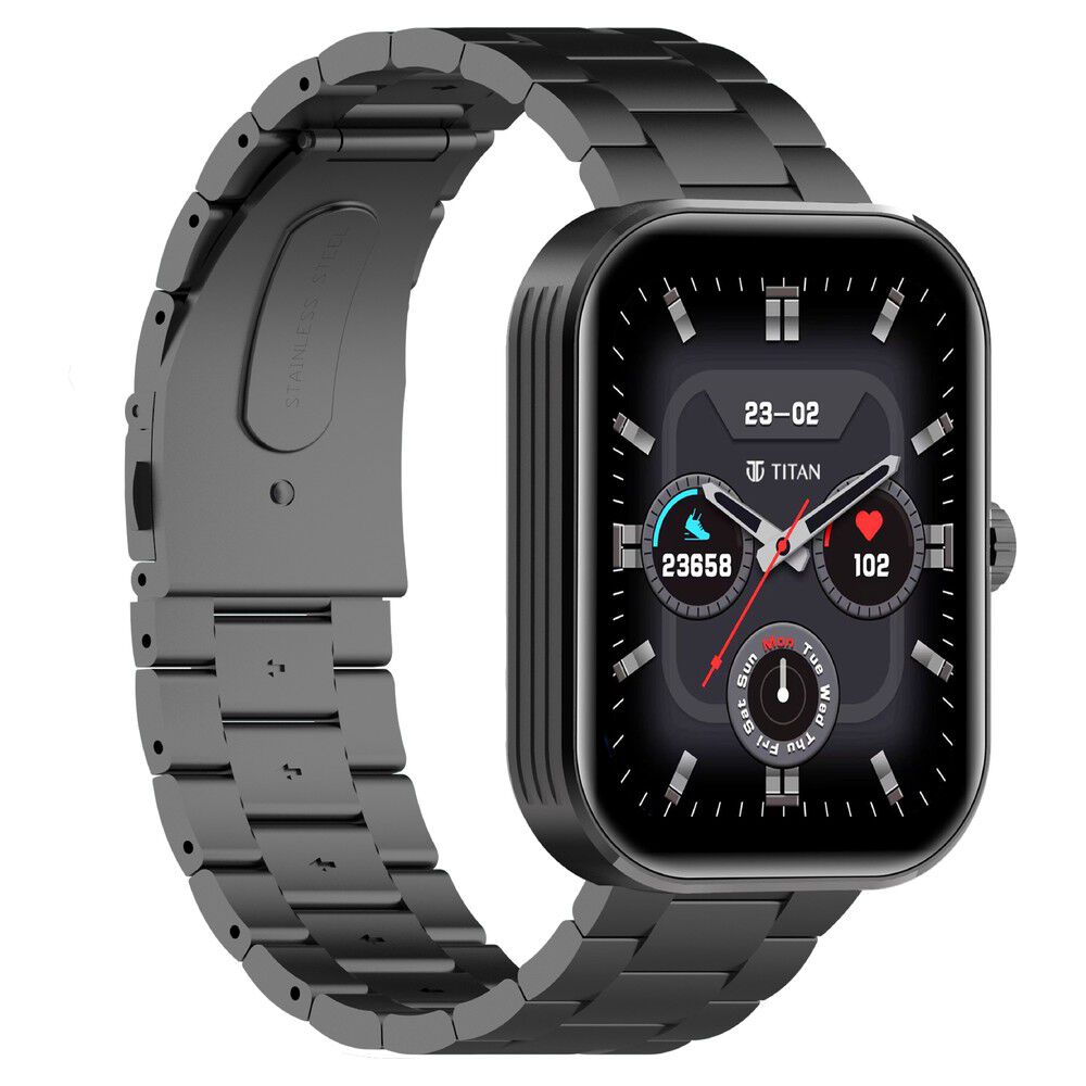 Smart watch with stainless steel strap on sale